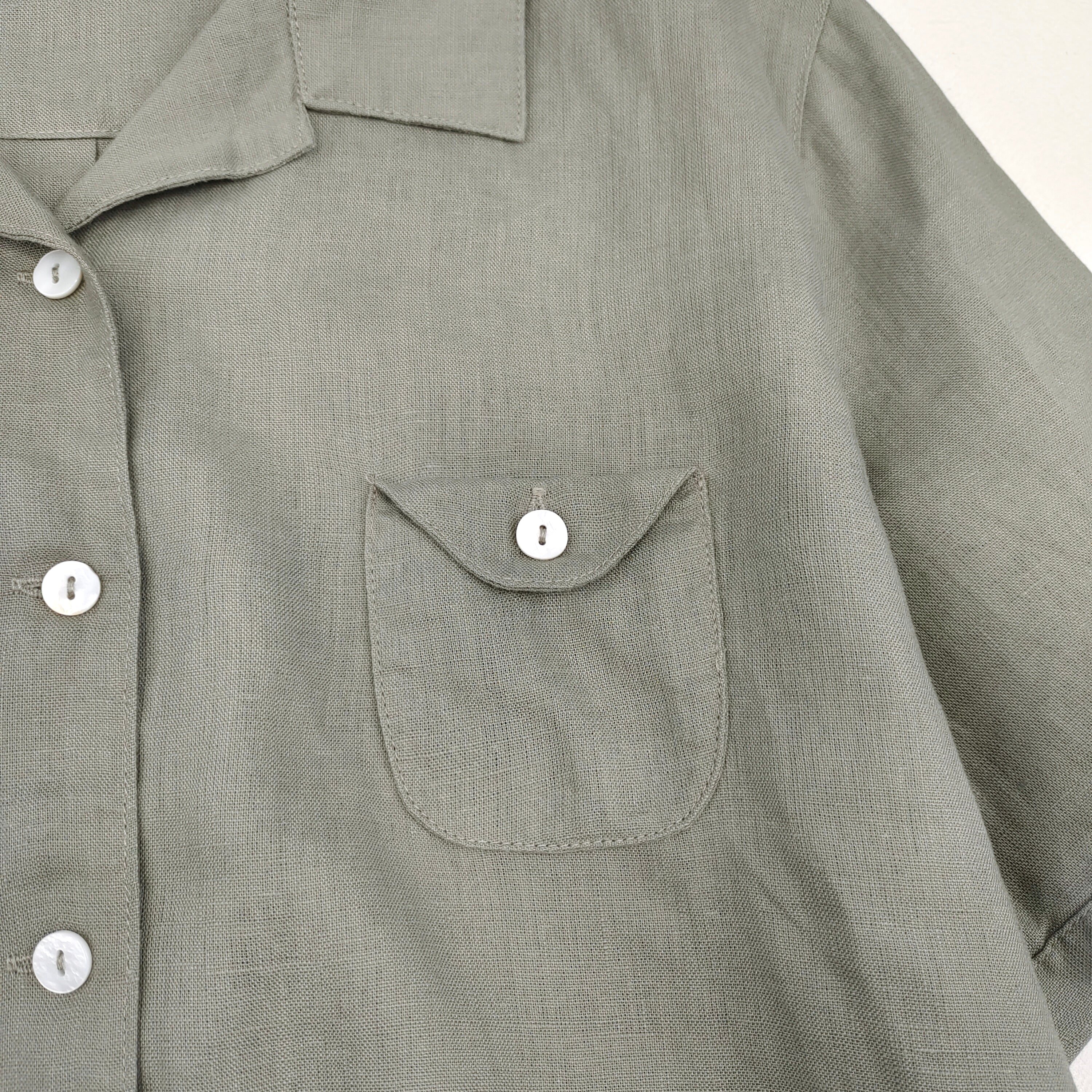 Women's Cotton Linen Button Down Shirt Summer Loose Fit Short Sleeve Blouse with Pocket Casual Vintage Style